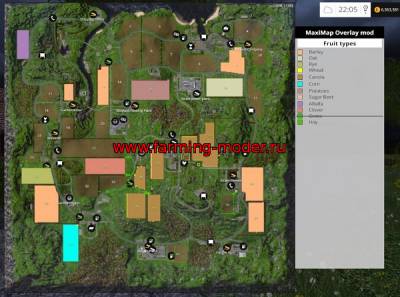 Мод "MAXIMAP OVERLAY V1.0.X" для Farming Simulator 2015